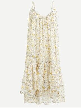 NWT J. Crew Tiered Cotton Voile Beach Dress in Soft Posies Size L AY396